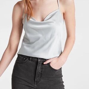 Express Silver Satin Camisole Top